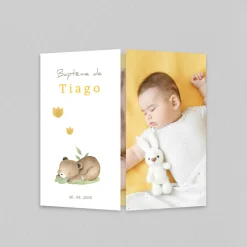 Faire-part Baptême Civil^Planet cards Petit Ourson Endormi