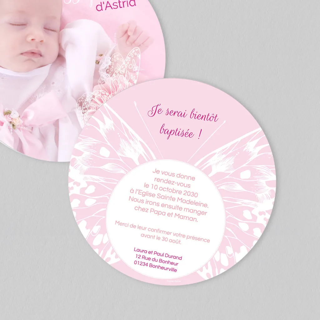 Faire-part Baptême Civil | Gamme Complète^Planet cards Petit papillon
