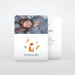 Carte Invitation Anniversaire Enfant Animaux^Planet cards Petit renard et ballons