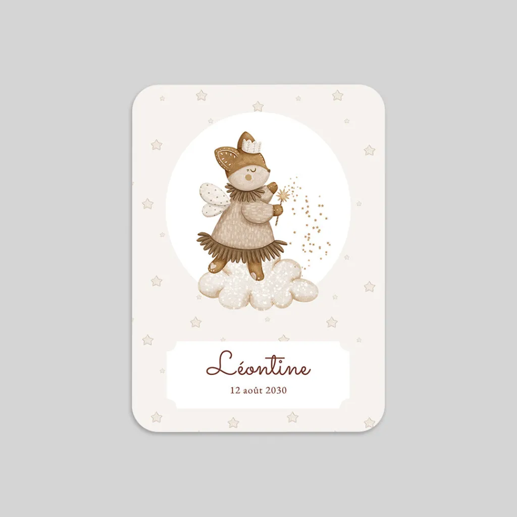 Faire-part Naissance Animaux | Faire-part Naissance Fille^Planet cards Petit Renard et étoiles