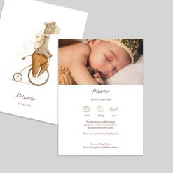 Faire-part Naissance Animaux | Faire-part Naissance Fille^Planet cards Petite Girafe au cirque