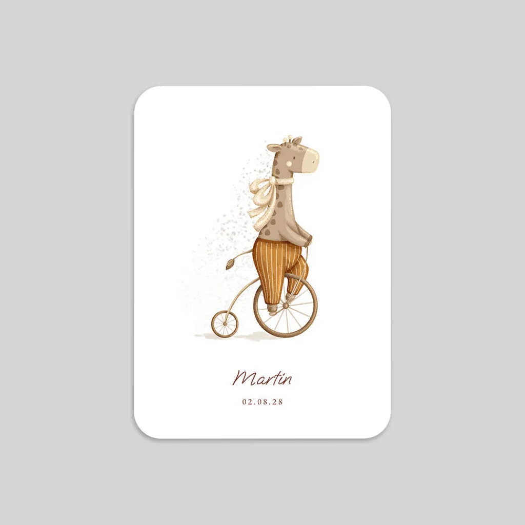 Faire-part Naissance Animaux | Faire-part Naissance Fille^Planet cards Petite Girafe au cirque