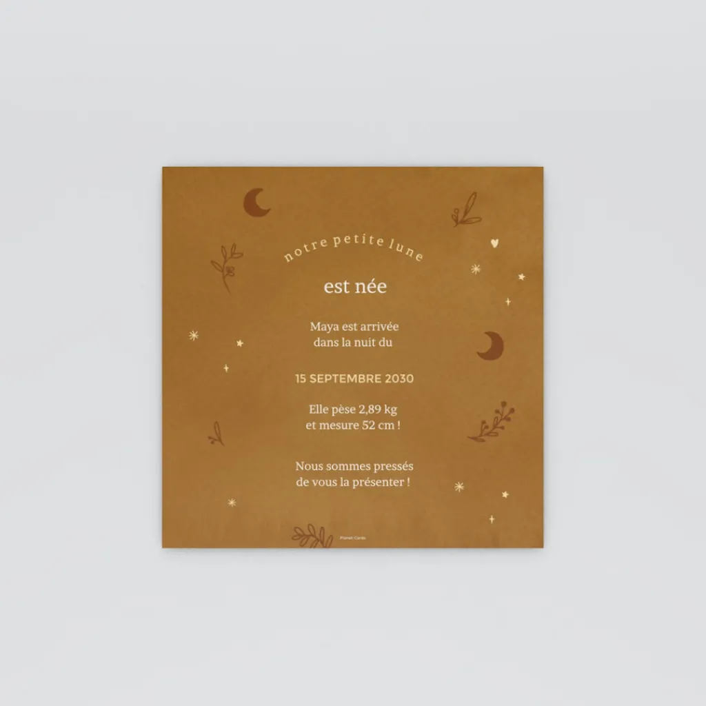 Faire-part Naissance Fille^Planet cards Petite Lune