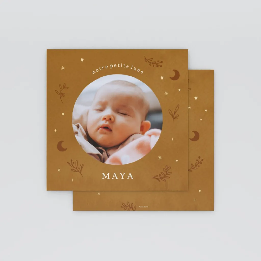 Faire-part Naissance Fille^Planet cards Petite Lune