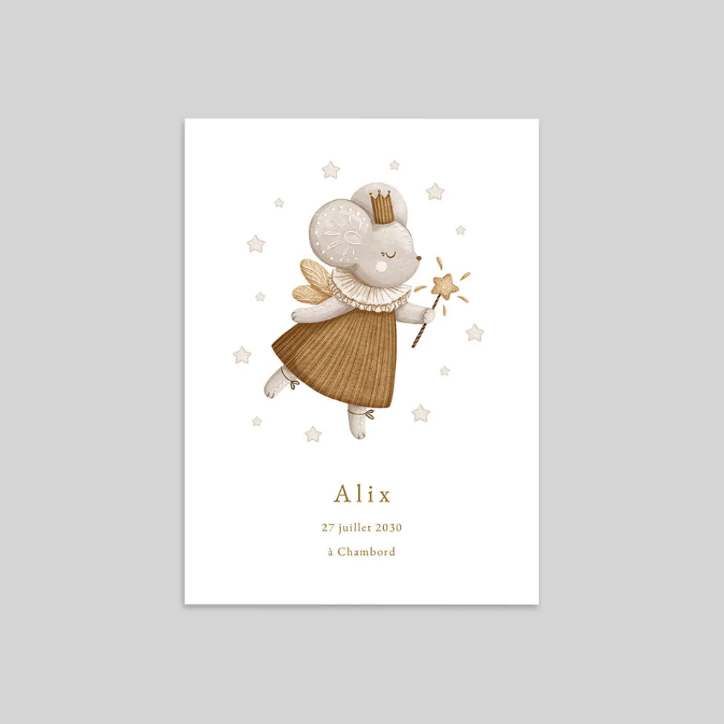 Faire-part Naissance Animaux | Faire-part Naissance Fille^Planet cards Petite Souris et étoiles