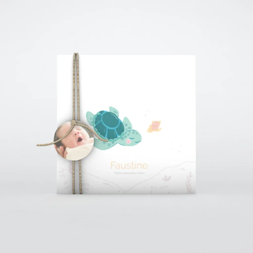 Faire-part Naissance Animaux | Faire-part Naissance Fille^Planet cards Petite Tortue Fille