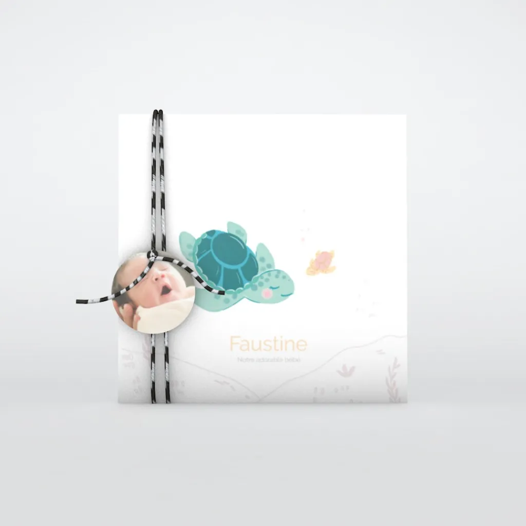 Faire-part Naissance Animaux | Faire-part Naissance Fille^Planet cards Petite Tortue Fille