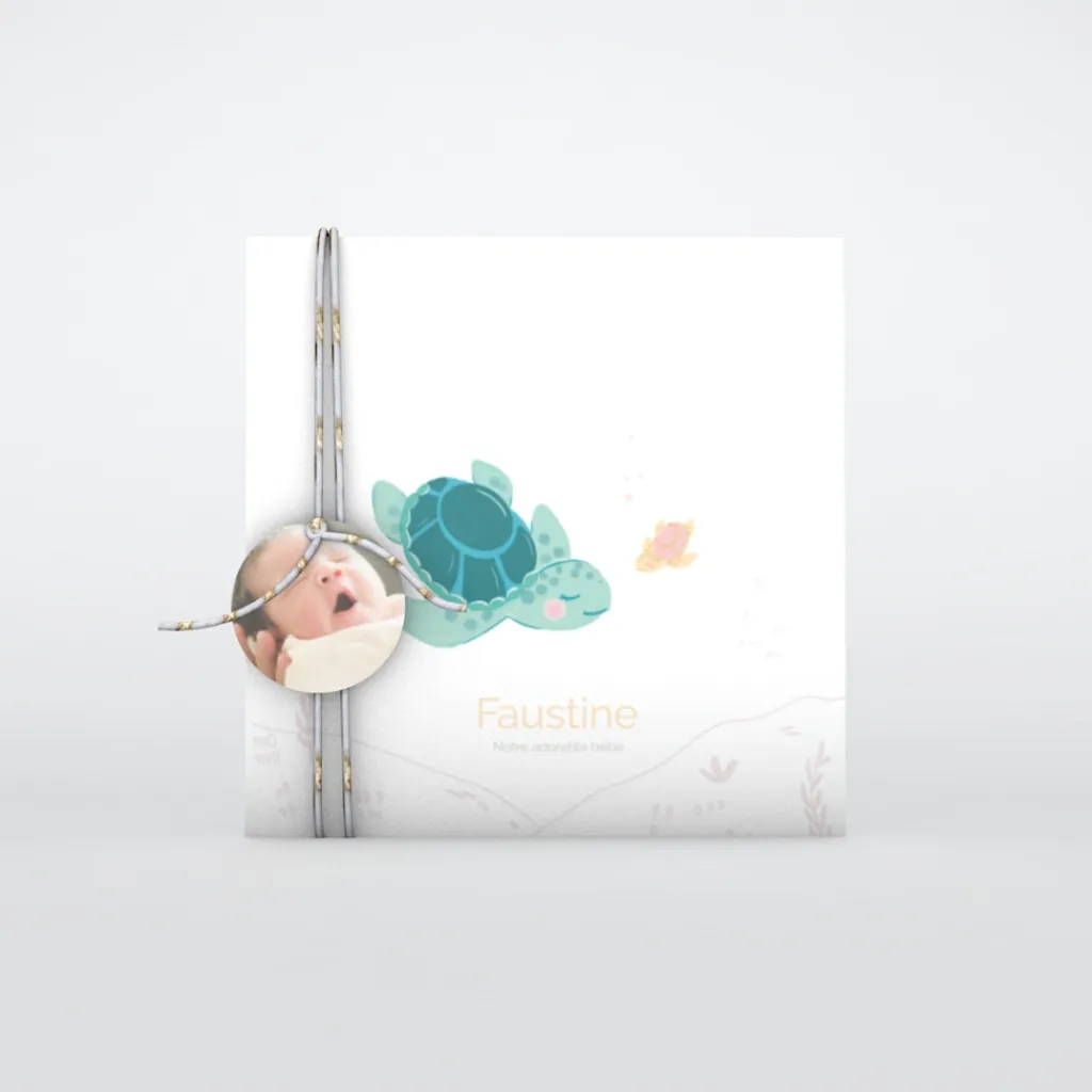 Faire-part Naissance Animaux | Faire-part Naissance Fille^Planet cards Petite Tortue Fille