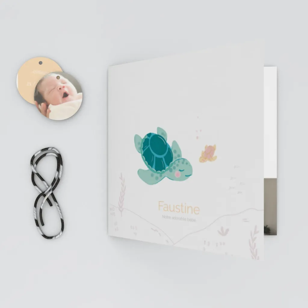 Faire-part Naissance Animaux | Faire-part Naissance Fille^Planet cards Petite Tortue Fille