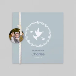 Faire-part Baptême Champêtre | Faire-part Baptême Garçon^Planet cards Petites Colombes et Branches Garçon