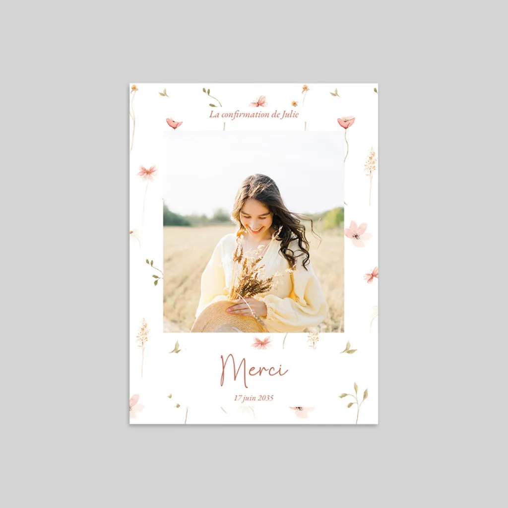 Carte Remerciement Confirmation^Planet cards Petites fleurs douces