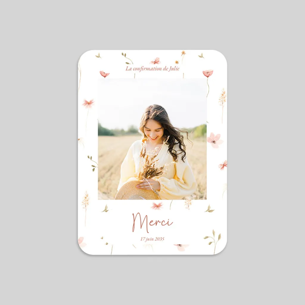 Carte Remerciement Confirmation^Planet cards Petites fleurs douces