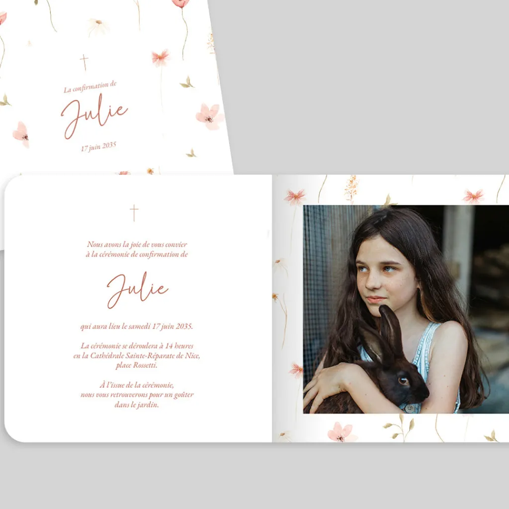 Faire-part Confirmation^Planet cards Petites fleurs douces