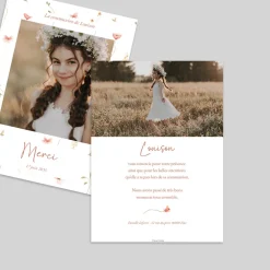 Carte Remerciement Communion^Planet cards Petites fleurs d'été
