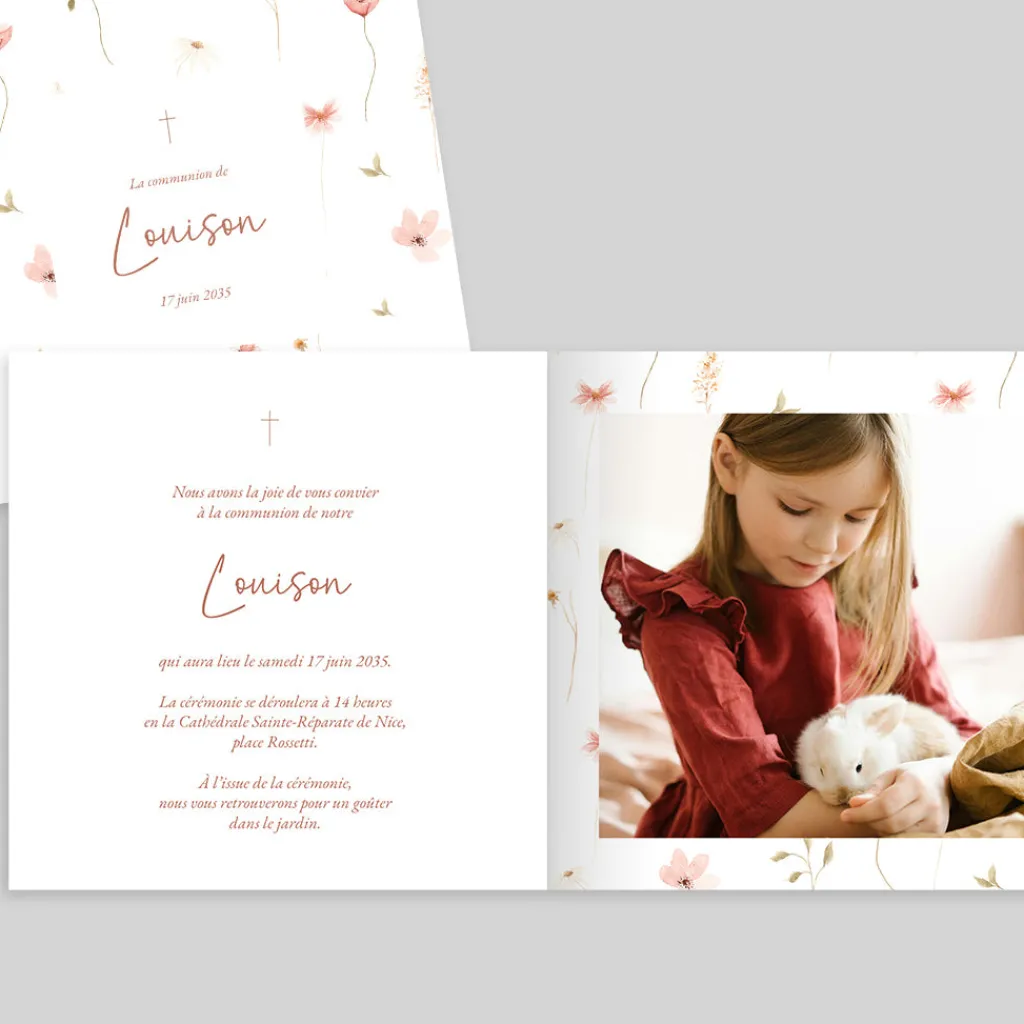 Faire-part Communion^Planet cards Petites fleurs d'été