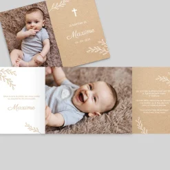 Faire-part Baptême Garçon^Planet cards Petits brins sur kraft