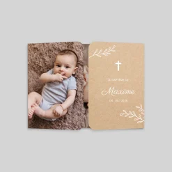 Faire-part Baptême Garçon^Planet cards Petits brins sur kraft