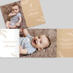 Faire-part Baptême Garçon^Planet cards Petits brins sur kraft