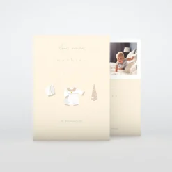 Faire-part Baptême Garçon^Planet cards Petits Vêtements Étendus