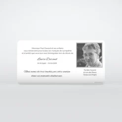 Carte Remerciement Décès^Planet cards Photo et cadre gris