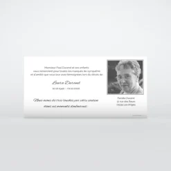 Carte Remerciement Décès^Planet cards Photo et cadre gris