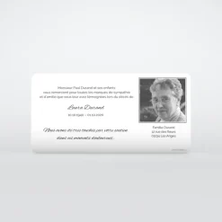 Carte Remerciement Décès^Planet cards Photo et cadre gris