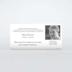 Carte Remerciement Décès^Planet cards Photo et cadre gris