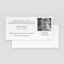 Carte Remerciement Décès^Planet cards Photo et cadre gris