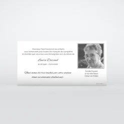 Carte Remerciement Décès^Planet cards Photo et cadre gris