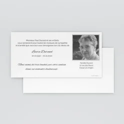 Carte Remerciement Décès^Planet cards Photo et cadre gris