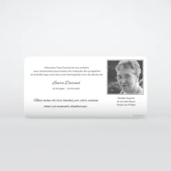 Carte Remerciement Décès^Planet cards Photo et cadre gris