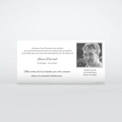 Carte Remerciement Décès^Planet cards Photo et cadre gris