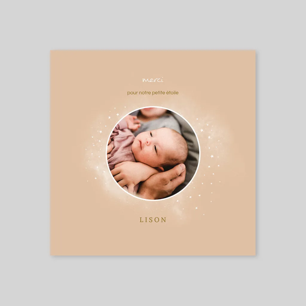 Carte Remerciement Naissance Fille^Planet cards Photo et Cosmos Fille