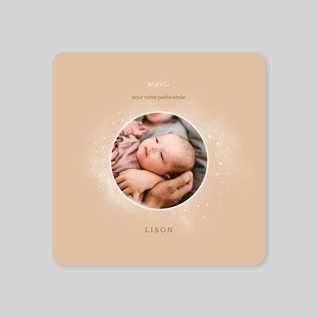 Carte Remerciement Naissance Fille^Planet cards Photo et Cosmos Fille