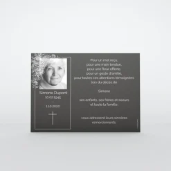 Carte Remerciement Décès^Planet cards Photo et feuillage