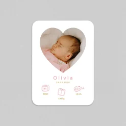 Faire-part Naissance Fille^Planet cards Photo et Pictos en Coeur