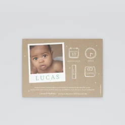 Faire-part Naissance Garçon^Planet cards Photo Vintage sur Kraft