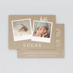 Faire-part Naissance Garçon^Planet cards Photo Vintage sur Kraft