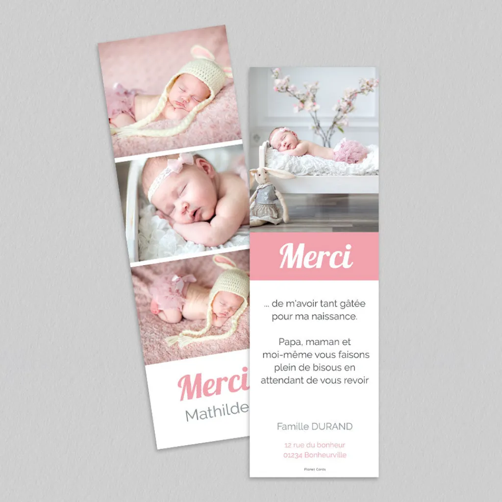 Carte Remerciement Naissance Classique^Planet cards Photomaton