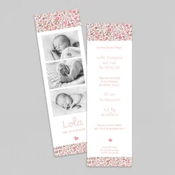 Faire-part Naissance Marque-page | Faire-part Naissance Fille^Planet cards Photomaton liberty