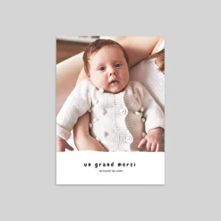 Carte Remerciement Naissance Classique^Planet cards Photos et Bandeau Ondulé