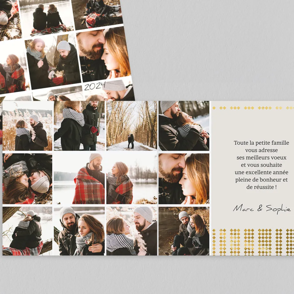 Carte De Vœux Photo^Planet cards Photos et losanges d'or