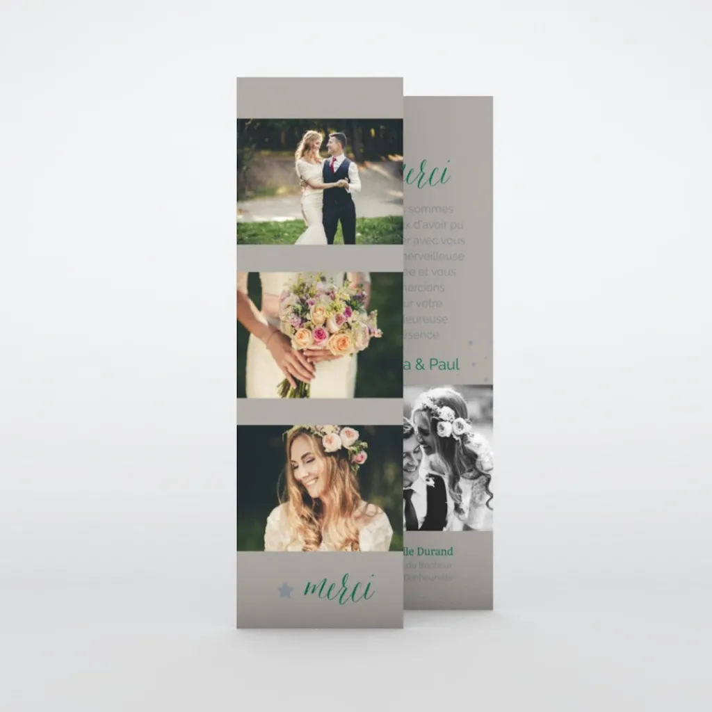 Carte Remerciement Mariage Marque-page^Planet cards Photos etoilés