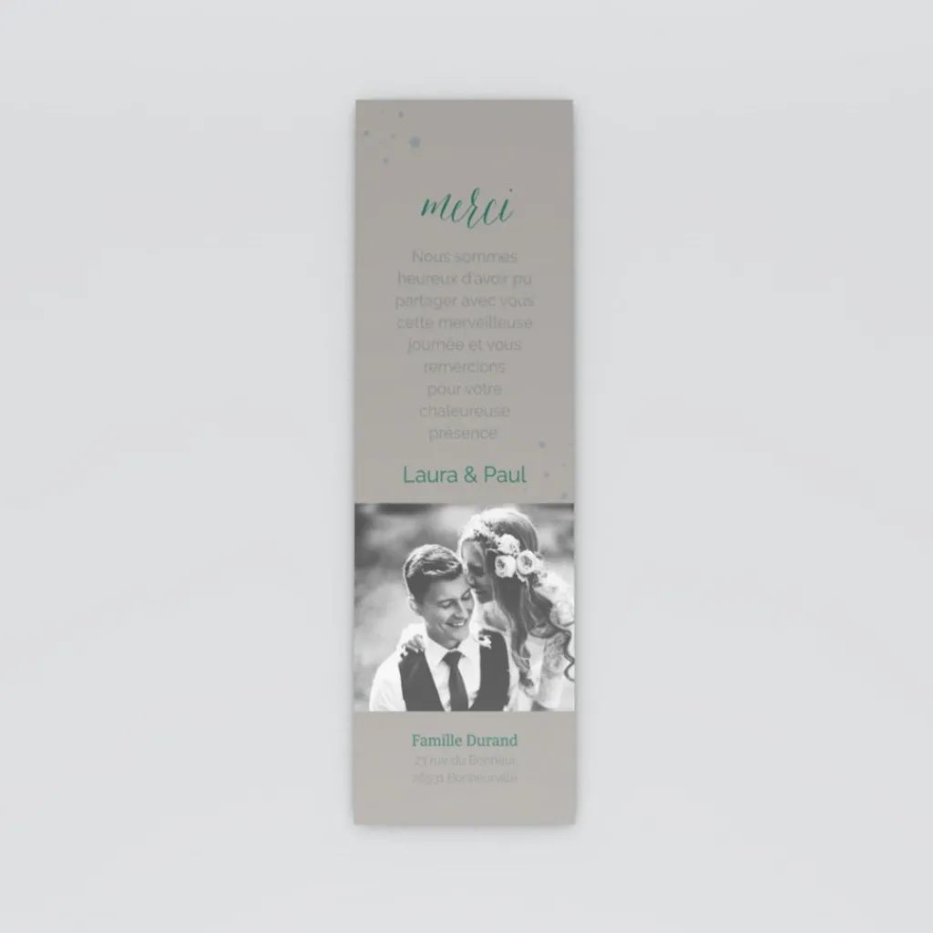 Carte Remerciement Mariage Marque-page^Planet cards Photos etoilés