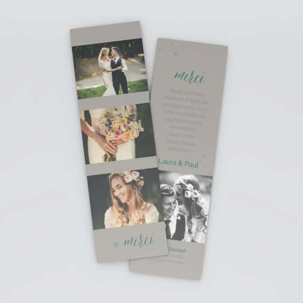Carte Remerciement Mariage Marque-page^Planet cards Photos etoilés