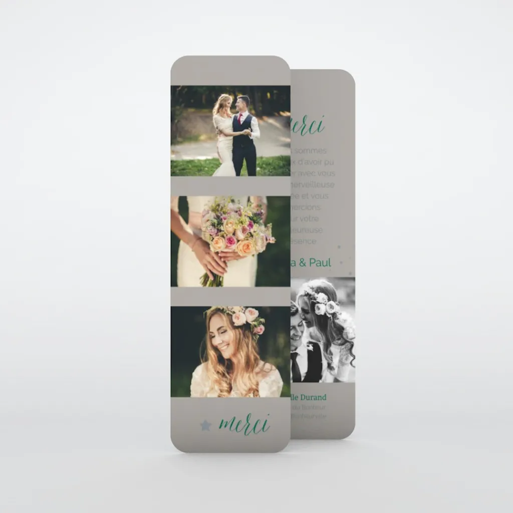 Carte Remerciement Mariage Marque-page^Planet cards Photos etoilés