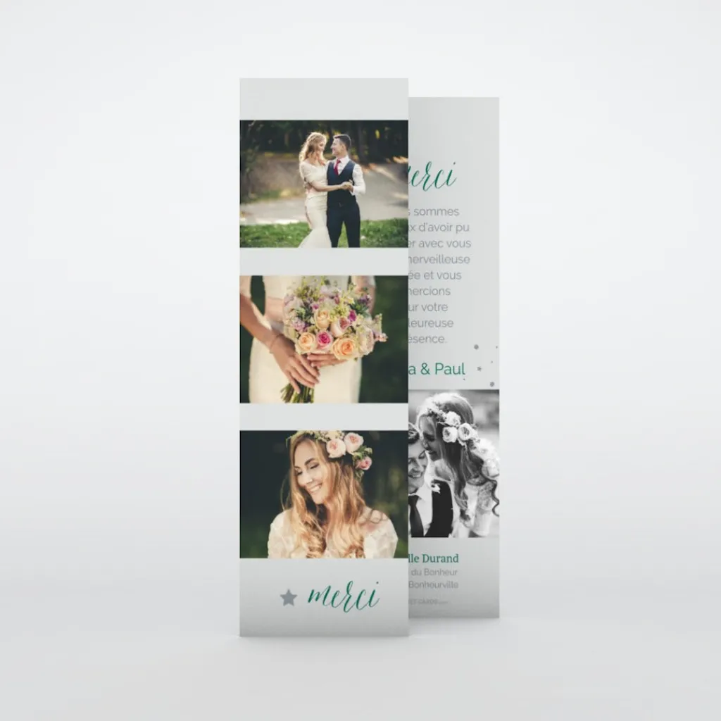 Carte Remerciement Mariage Marque-page^Planet cards Photos etoilés