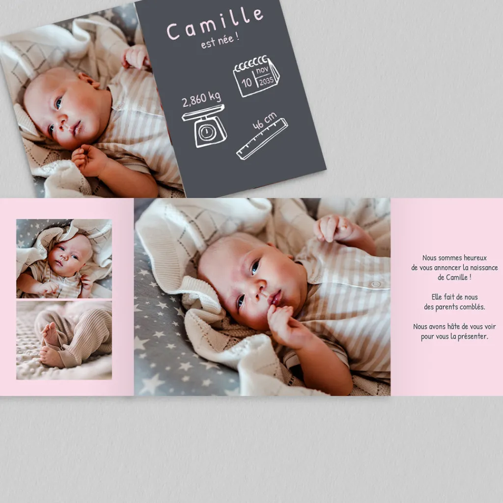 Faire-part Naissance Original | Faire-part Naissance Marque-page^Planet cards Pictos Et Photo