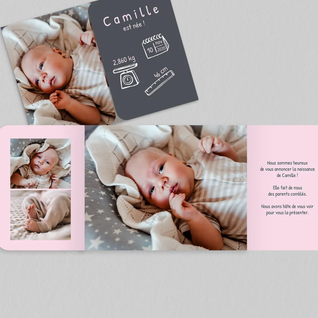 Faire-part Naissance Original | Faire-part Naissance Marque-page^Planet cards Pictos Et Photo