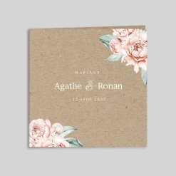 Faire-part Mariage Champêtre^Planet cards Pivoines et Kraft